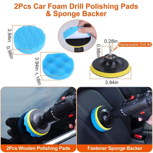 26Pcs Car Detailing Brush Kit Exterior Interior Car Cleaning Set Drill